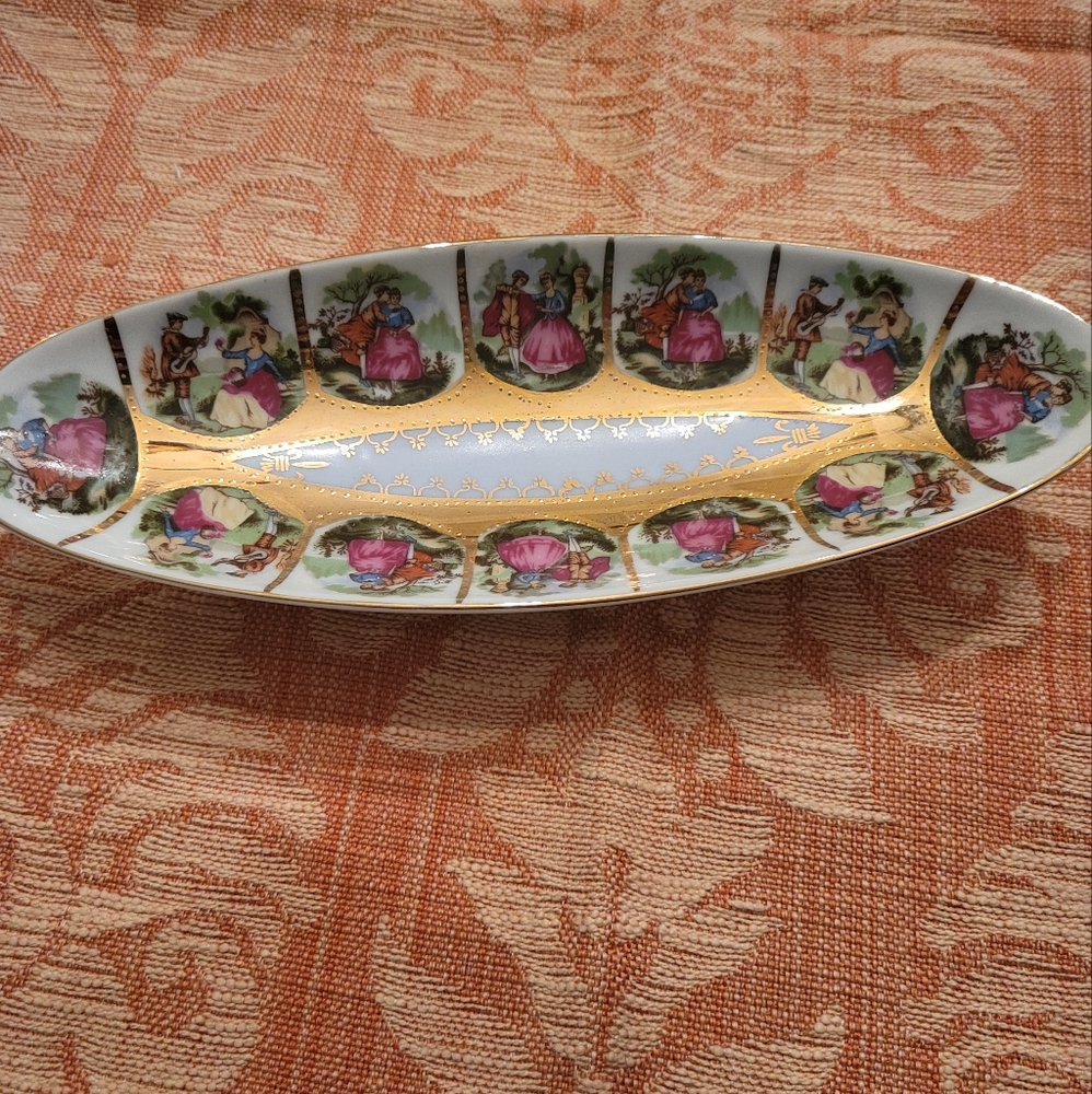 Vintage Victorian style dish / trinket gold Arnant Creations Japan 11102